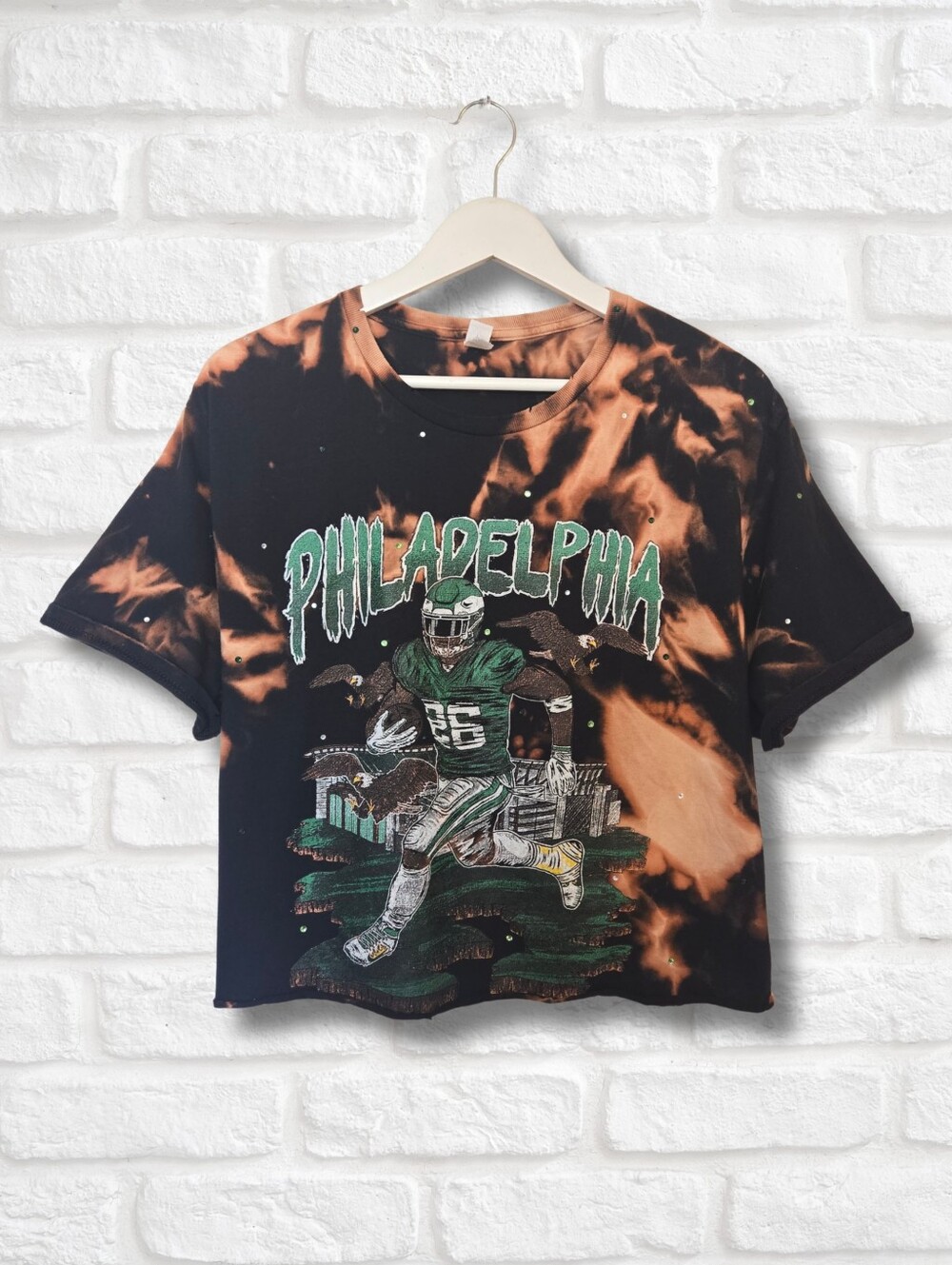 Philadelphia Eagles Crop Top W/Rhinestones